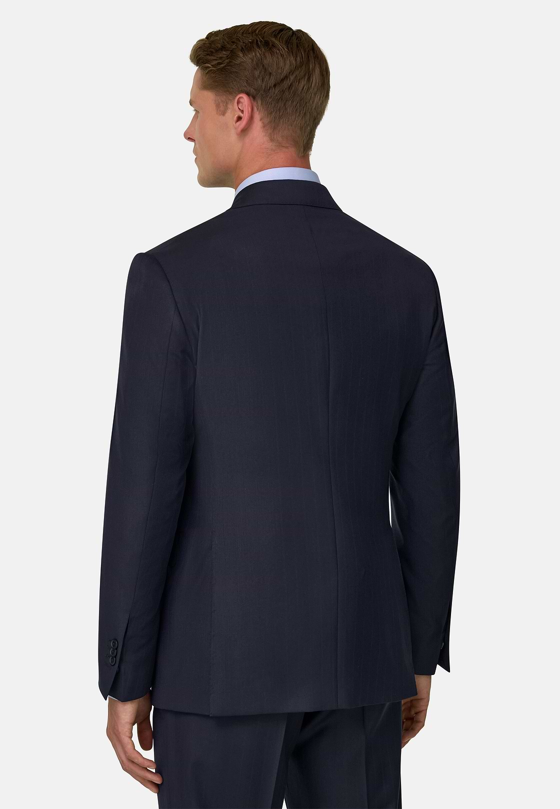 Suit Pinstripe in S130 Wool, Navy blue, hi-res, 5