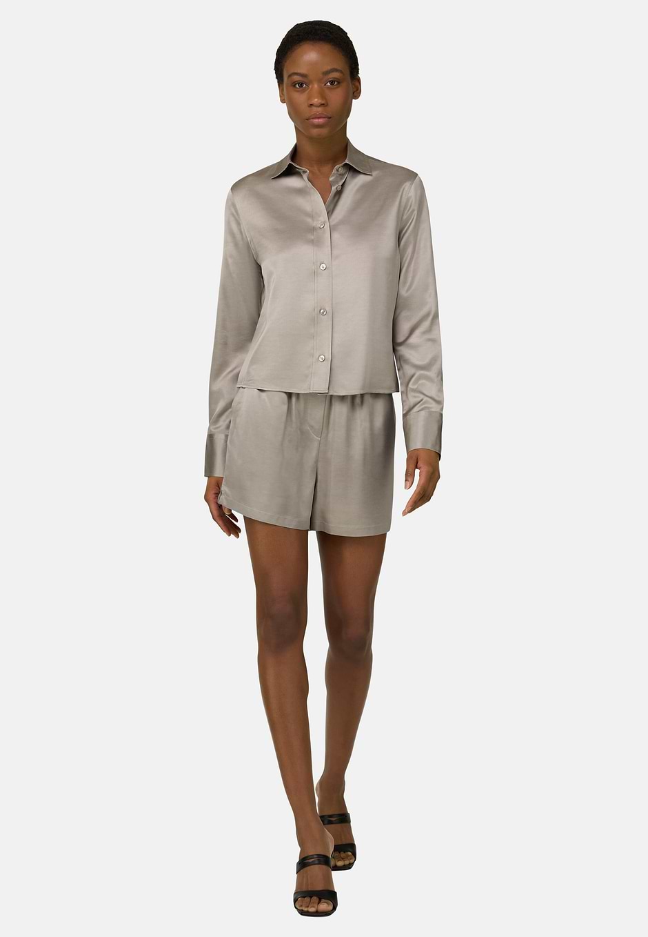 Camisa De Satén Regular Fit, Arena, hi-res