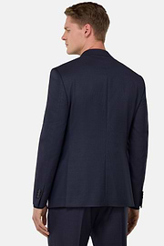 Fine Pinstripe Stretch Wool Suit, Navy blue, hi-res