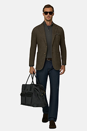 Structured Blazer in Cotton Blend, Brown, thumb, 2
