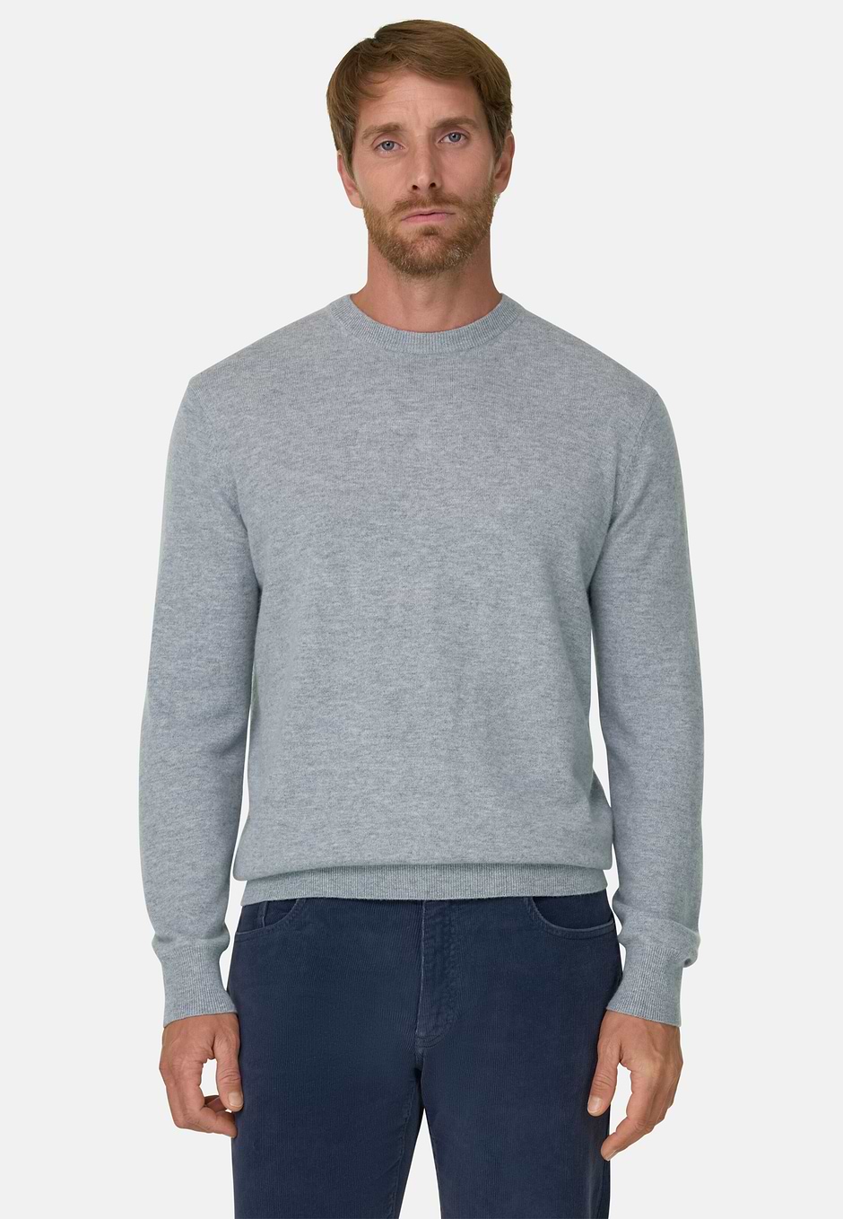 Crew Neck Jumper in Wool and Cashmere, Grey, hi-res