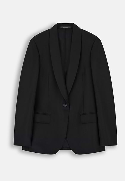 Blazer Single-Breasted Wool Viscose, Black, hi-res