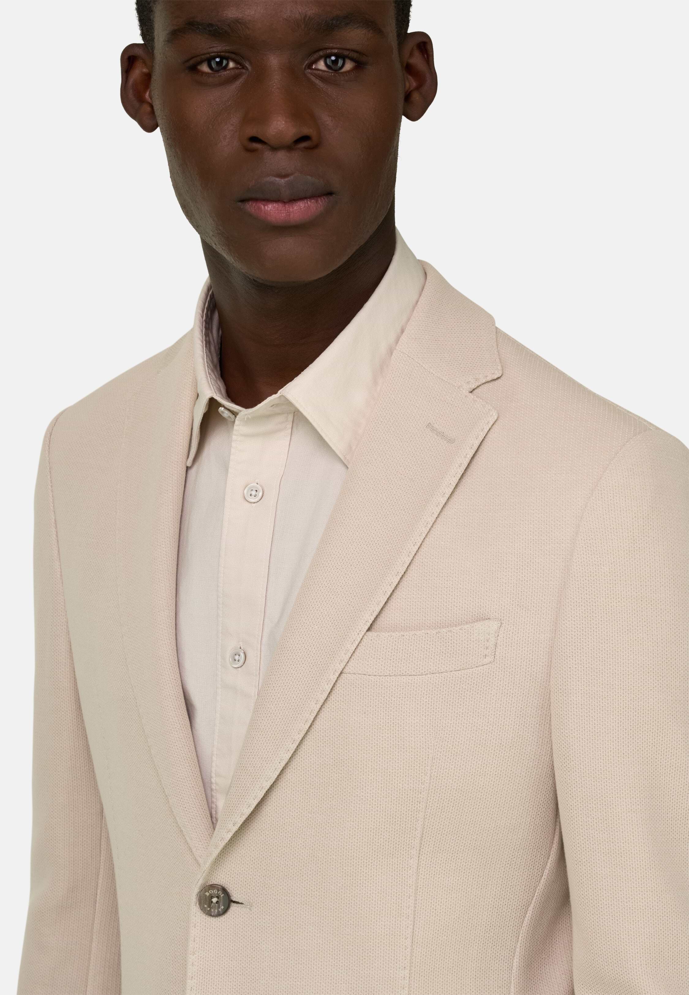 Men's B Jersey Micro Textured Jacket in Pure Cotton | Boggi Milano
