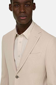 Giacca Micro Struttura In Puro Cotone B Jersey, Sabbia, thumb, 4