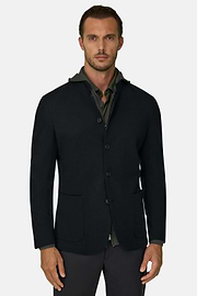 Blazer Diagonal Wool Blend B Tech, Black, thumb, 1