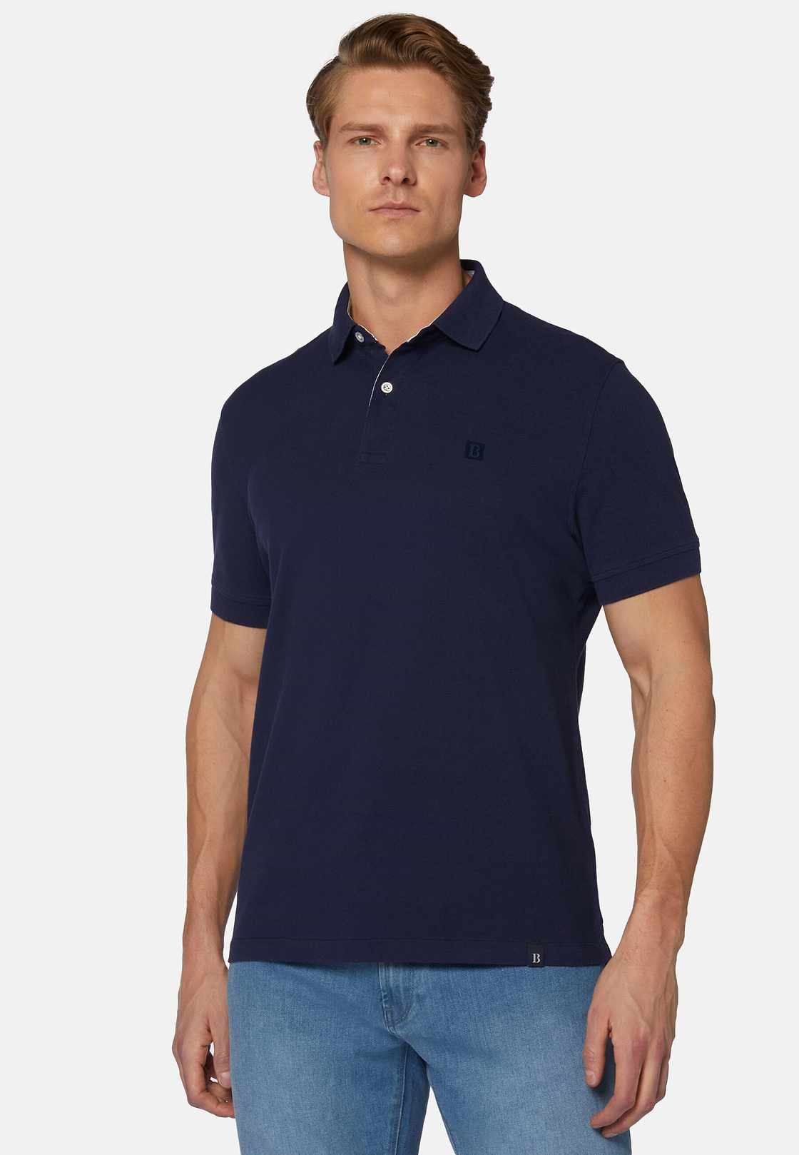 Polo Aus Baumwollpikee Regular Fit, Navy blau, hi-res