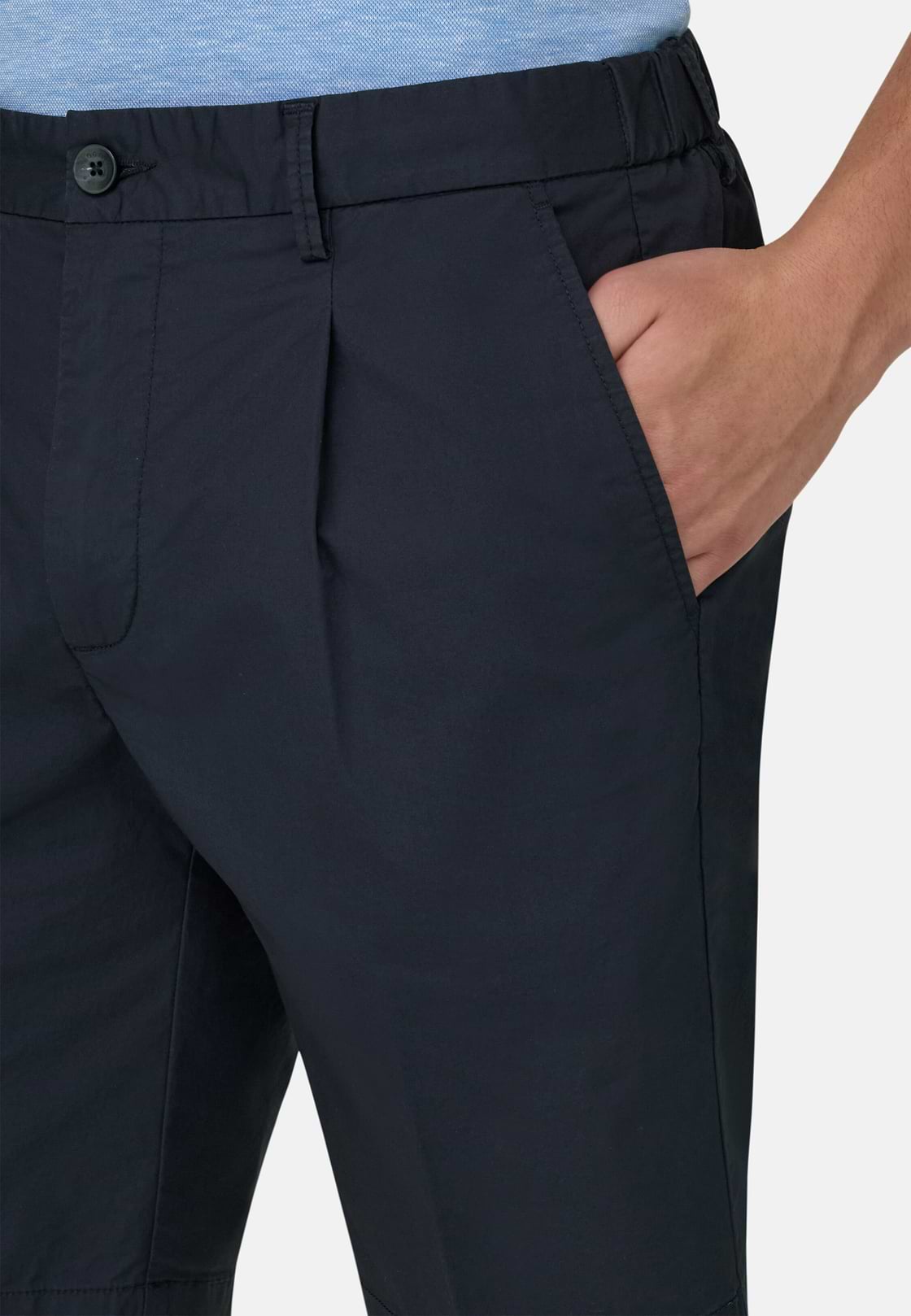 Bermuda In Cotone Con Coulisse, Navy, hi-res, 4