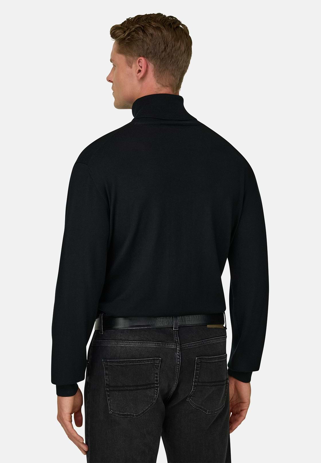 Rollkragenpullover aus extrafeiner Merinowolle, Schwarz, hi-res, 4