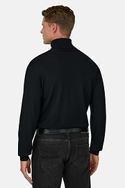 Rollkragenpullover aus extrafeiner Merinowolle, Schwarz, thumb, 4