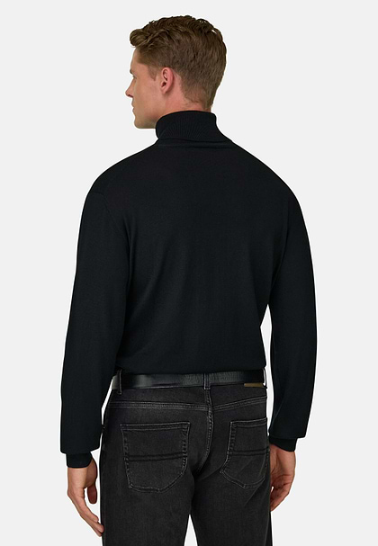 Golf z Wełny Merino Extrafine, Black, hi-res