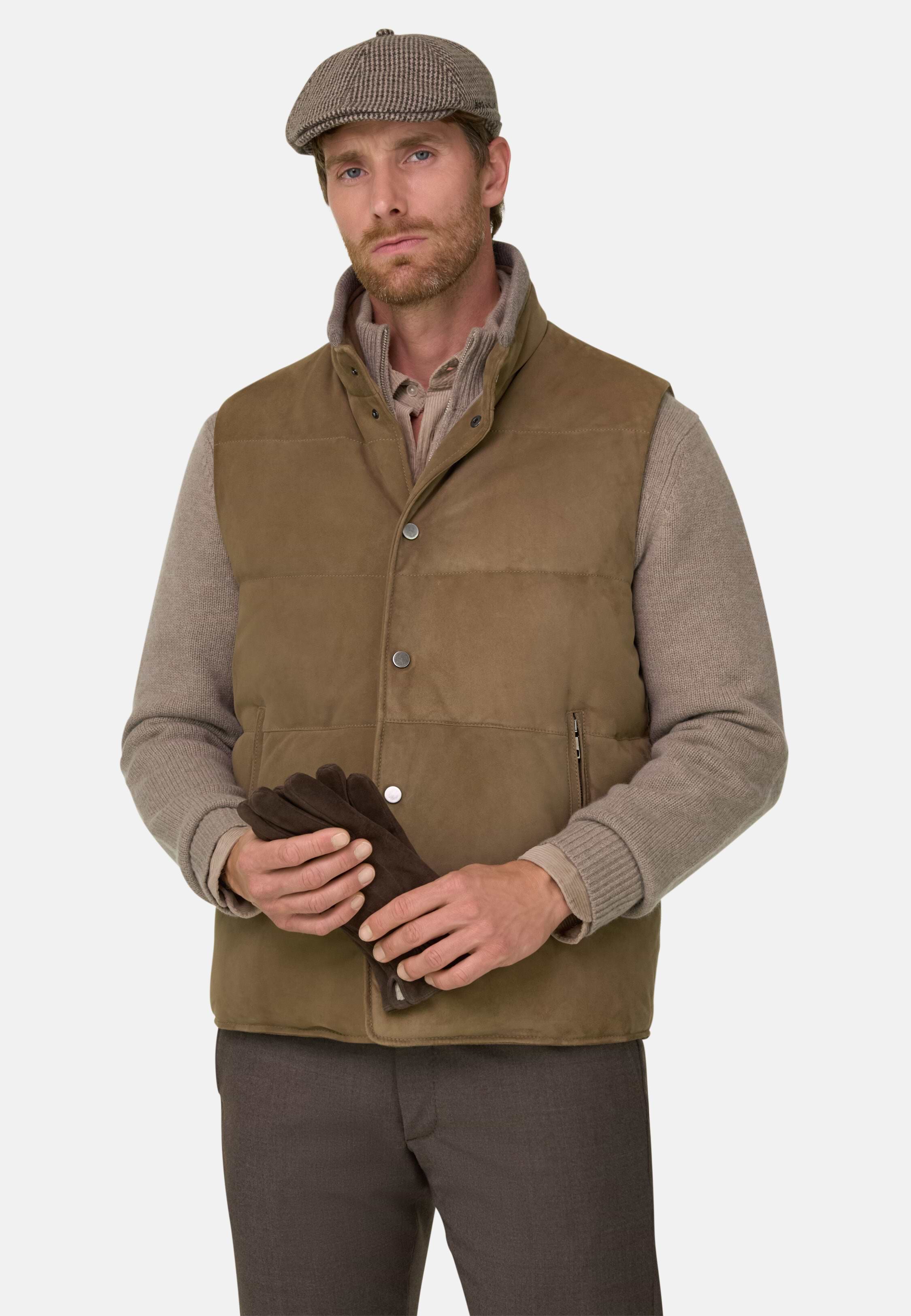 Gilet Padded in Goose Down Genuine Leather, CAML | Boggi Milano