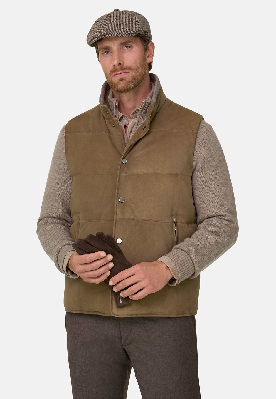 Gilet Gewatteerd in Ganzendons van Echt Leer, CAML, hi-res