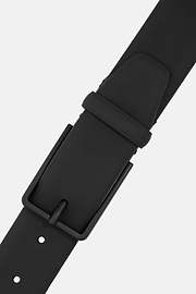 Rubberised Leather Belt With Logo, Black, hi-res