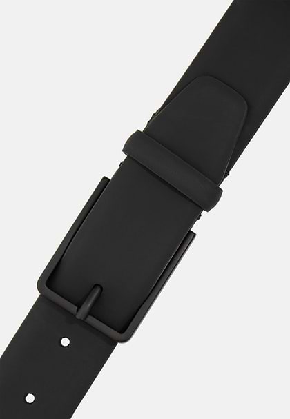 Rubberised Leather Belt With Logo, Black, hi-res