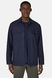 Veste Chemise en Coton et Lin, bleu marine, hi-res