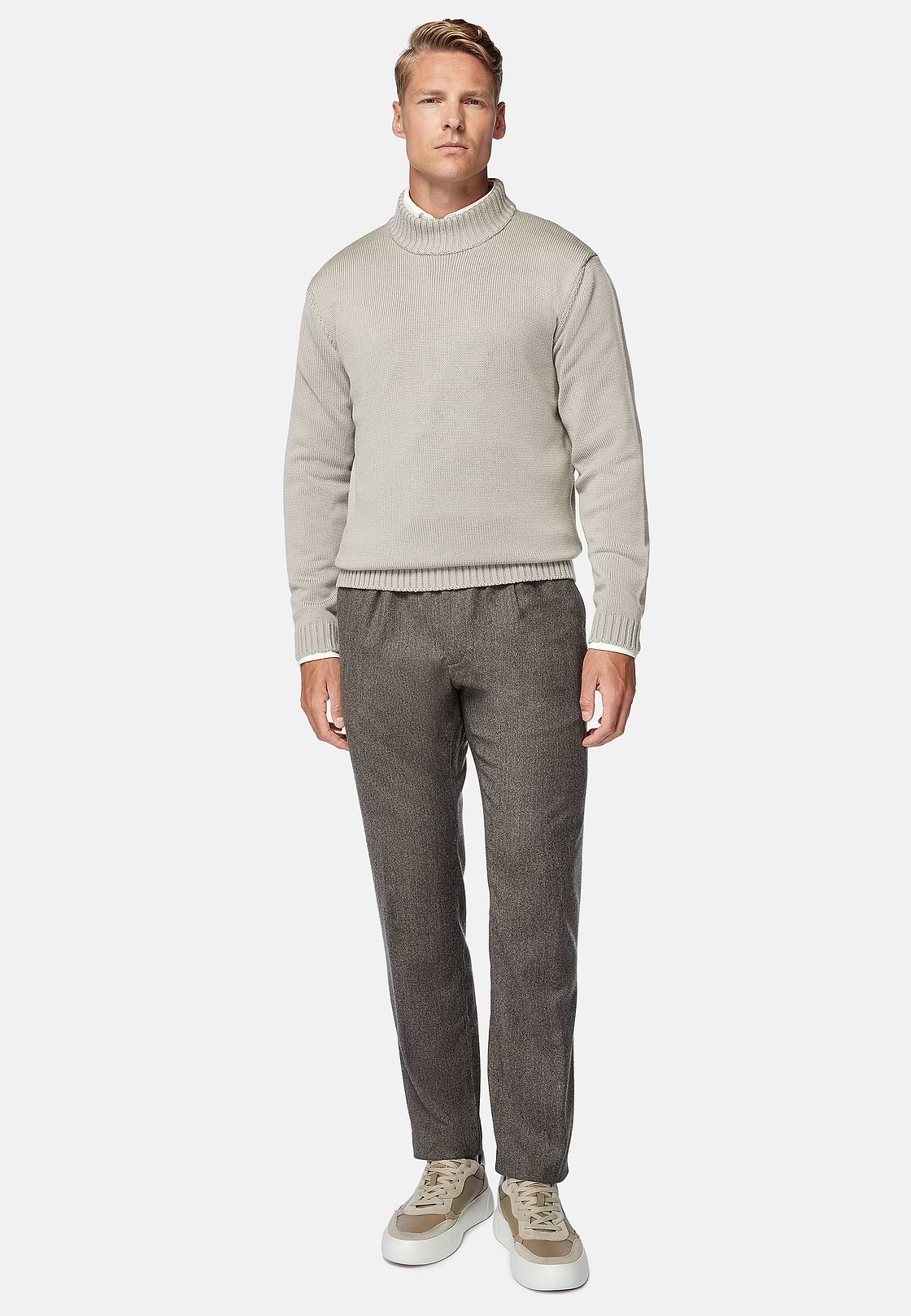 Pantalon De Ville En Flanelle, Taupe, hi-res