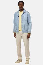 Work Shirt Jacket in Cotton Denim, Medium Blue, hi-res
