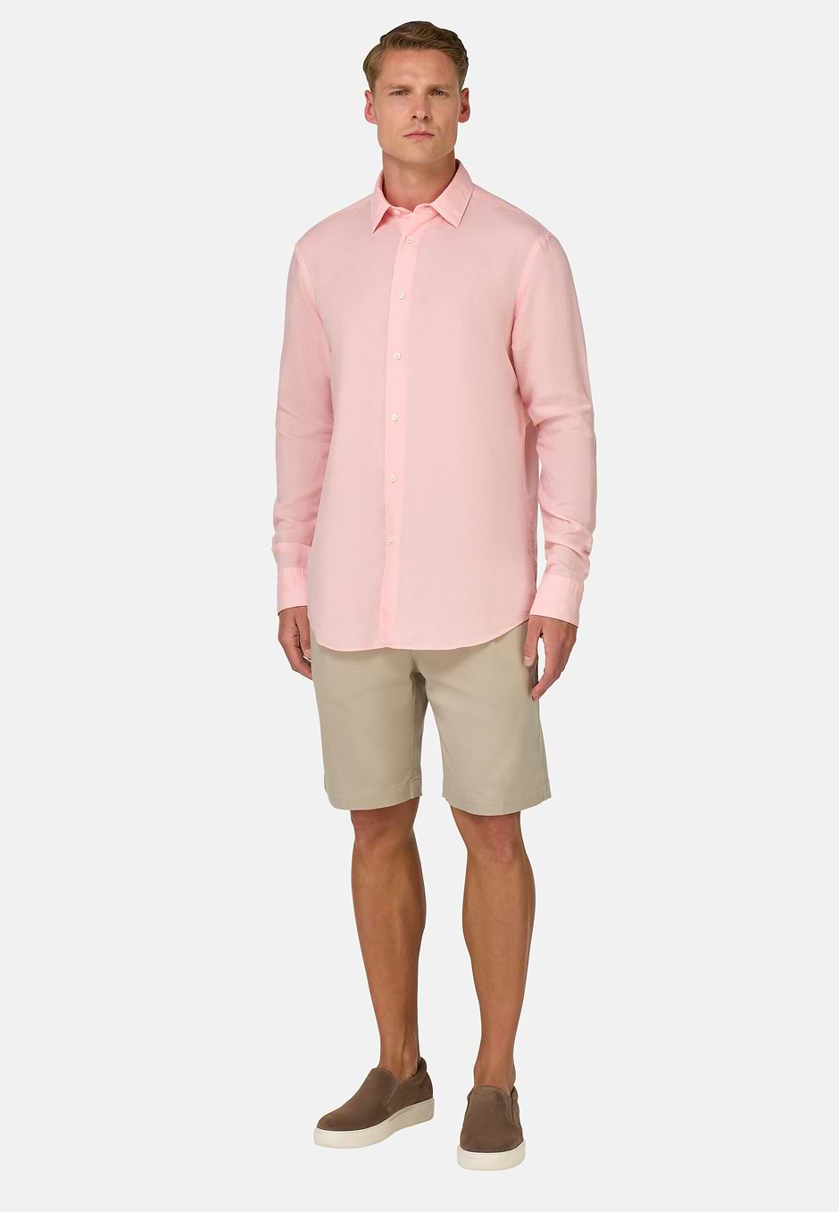 Regular Fit Tencel Linen Shirt, Pink, hi-res