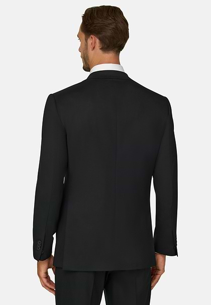Stretch Wool Knit Jacket, Black, hi-res