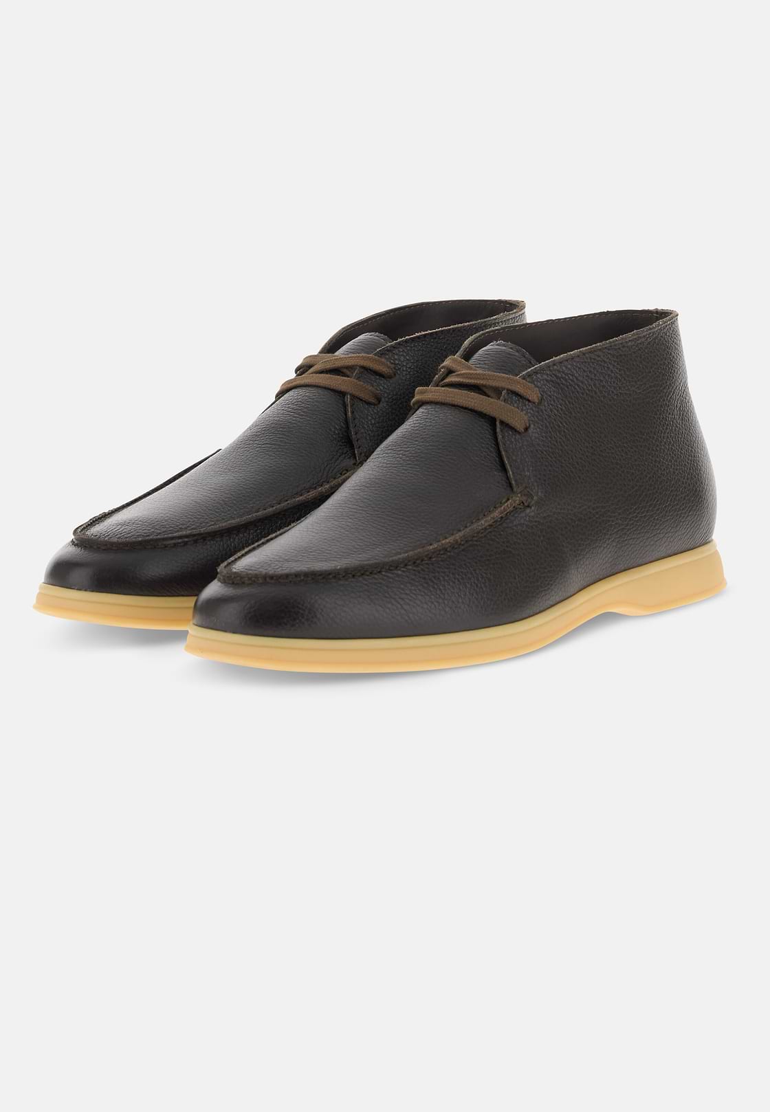 Ankle Boots in Grained Leather, Dark brown, hi-res, 3