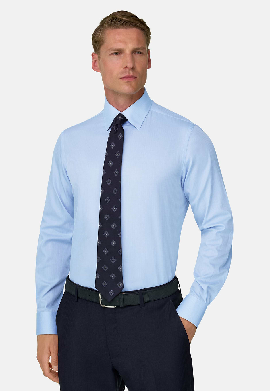 Camicia Resca in Mussola di Cotone Regular Fit, Azzurro, hi-res