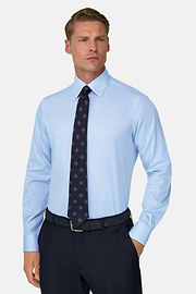 Herringbone Cotton Muslin Shirt Regular Fit, Light Blue, thumb, 1