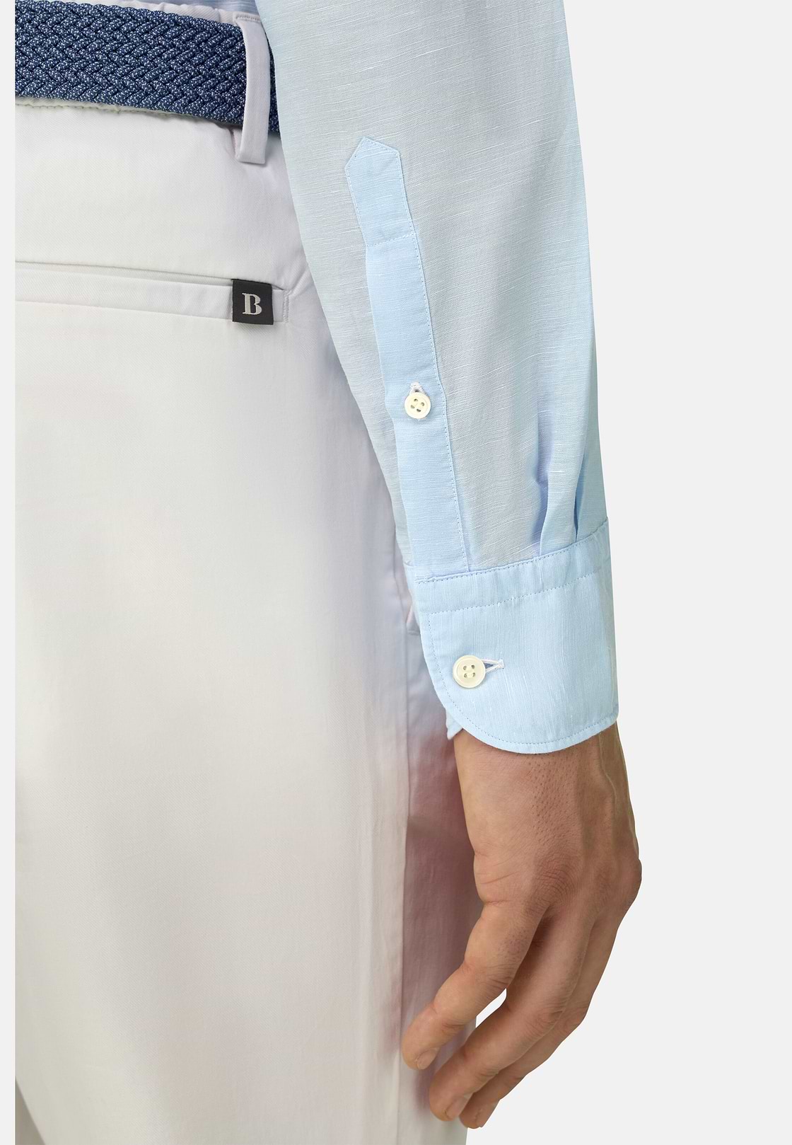 Regular Fit Tencel Linen Shirt, Light Blue, hi-res, 4