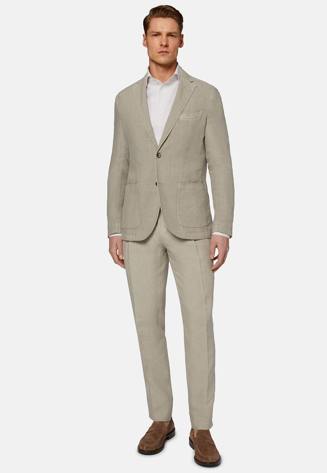 Dove Grey Pure Linen Jacket, Taupe, hi-res