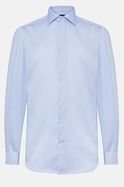 Regular Fit Striped Cotton Twill Shirt, Light Blue, hi-res