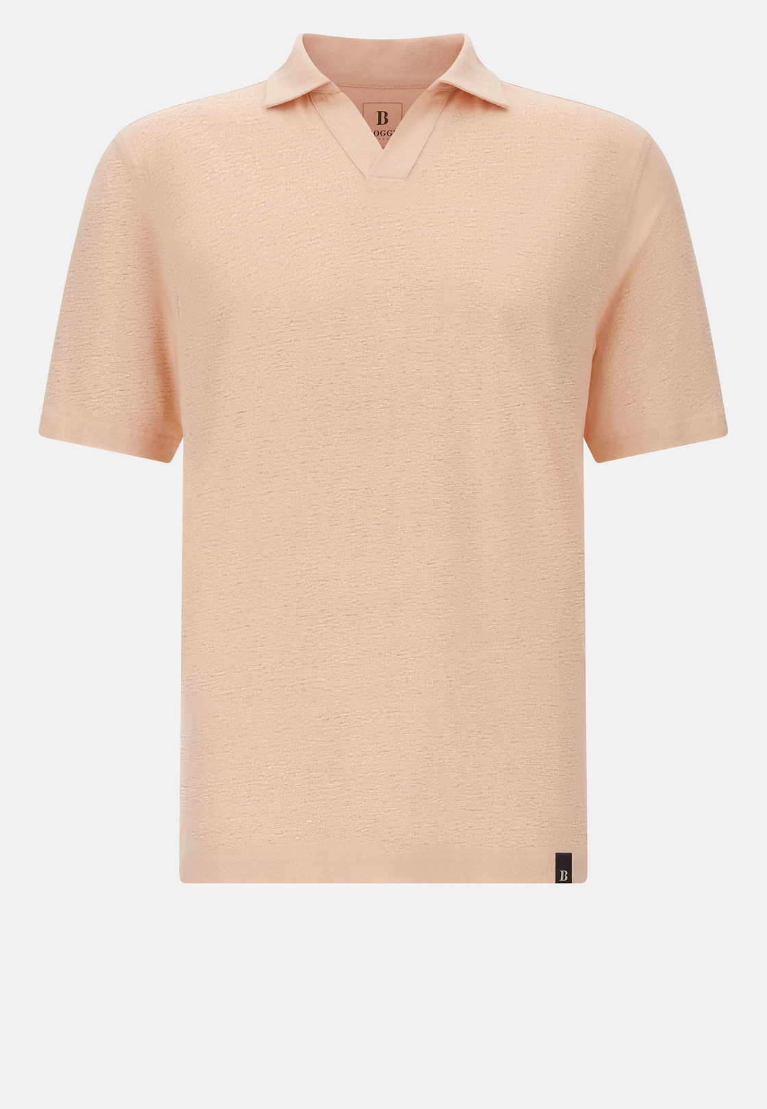 Stretch Linen Jersey Polo Shirt, Pink, hi-res