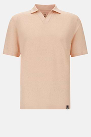 Stretch Linen Jersey Polo Shirt, Pink, hi-res