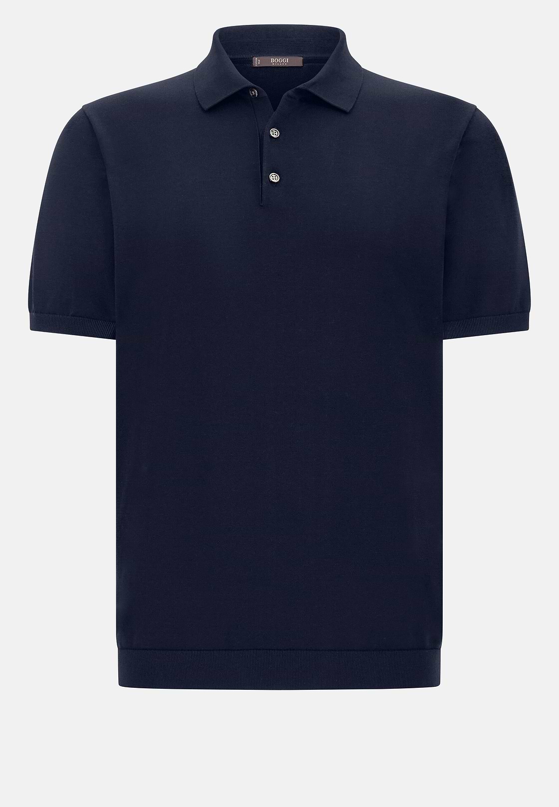 Polo En Maille De Coton Et Soie, bleu marine, hi-res