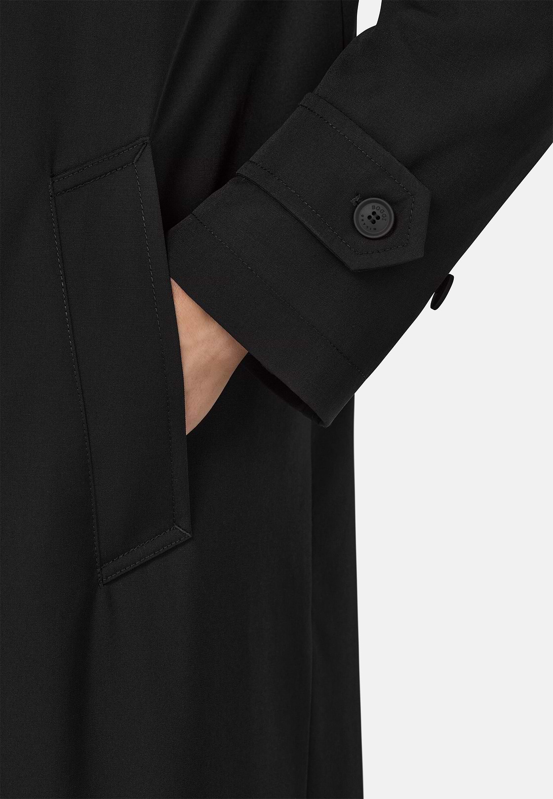 Pure Travel Wool Pea Coat, Black, hi-res