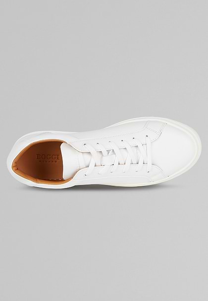 White Leather Trainers, White, hi-res