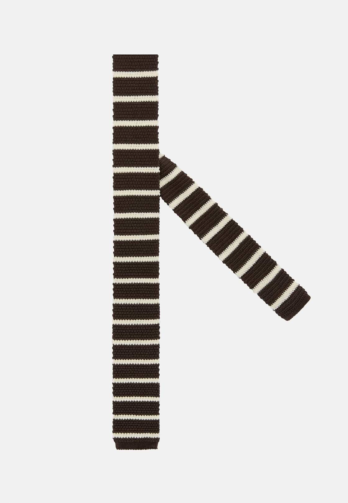 Striped Wool Tie, Brown, hi-res