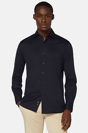 Chemise Polo En Jersey De Coton Coupe Regular, bleu marine, hi-res