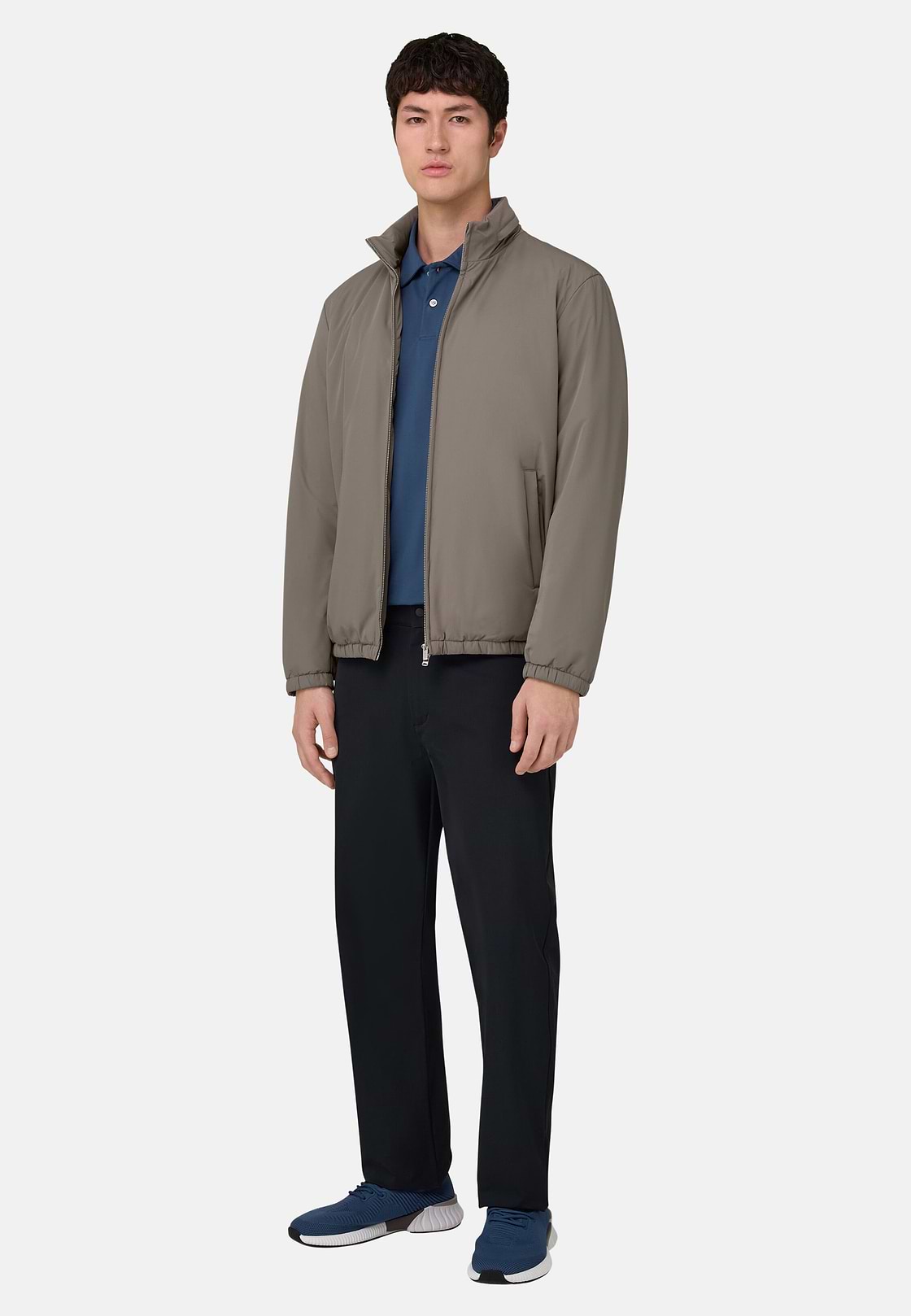 Technical Fabric Bomber Jacket, Brown, hi-res, 2