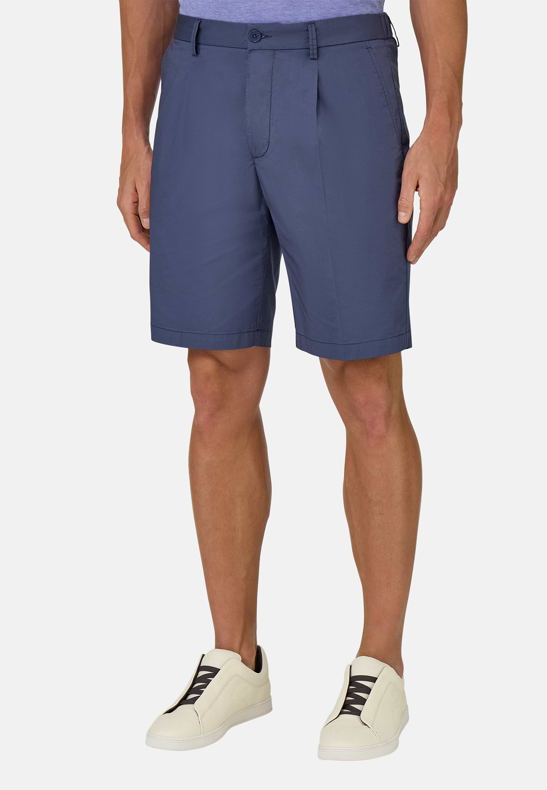 Stretch Cotton Bermuda Shorts, Air-blue, hi-res