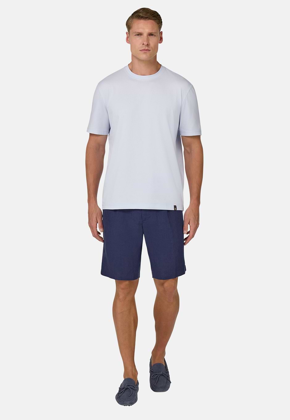 T-Shirt In Stretch Supima Cotton, Light Blue, hi-res