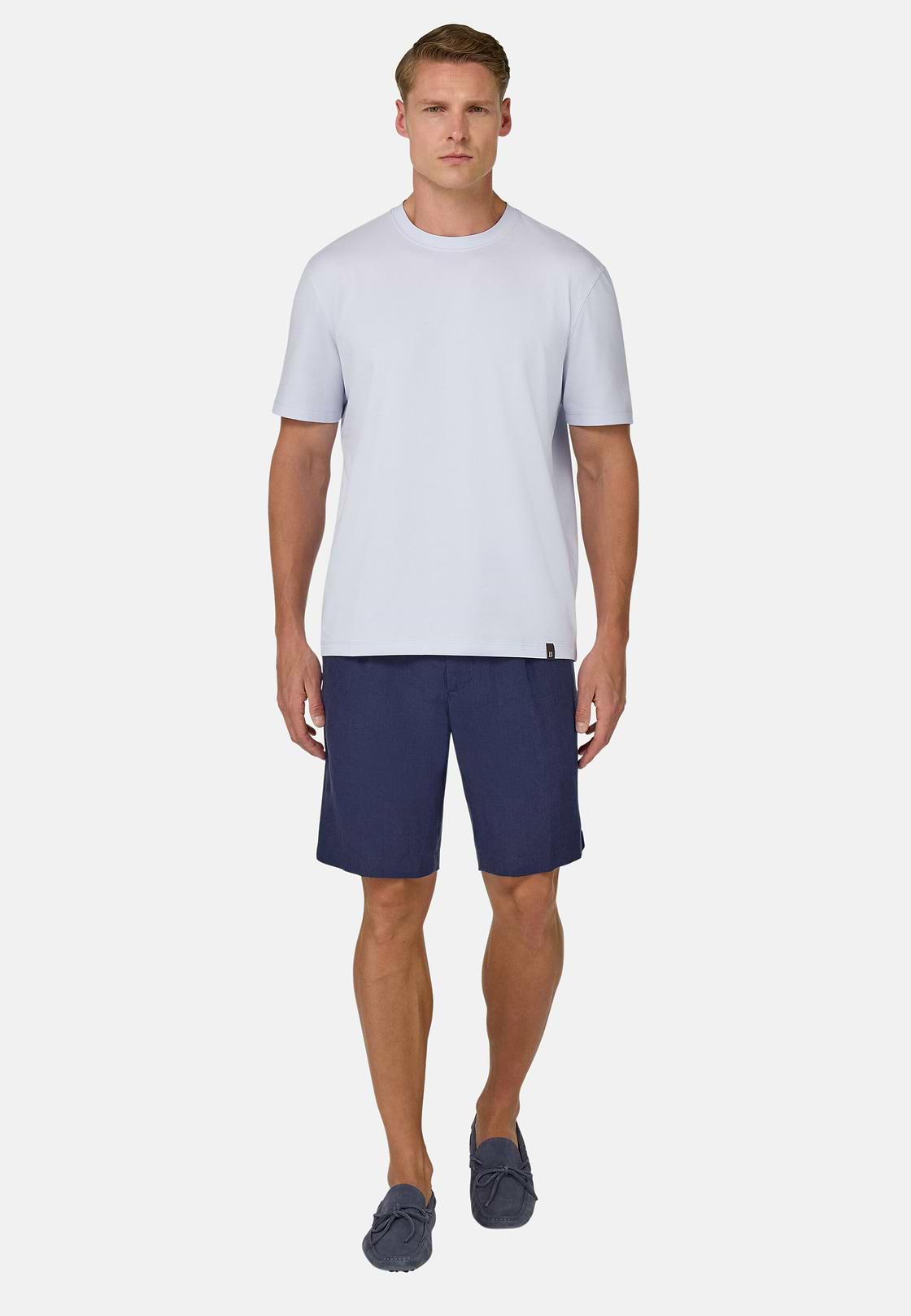 T-Shirt In Stretch Supima Cotton, Light Blue, hi-res