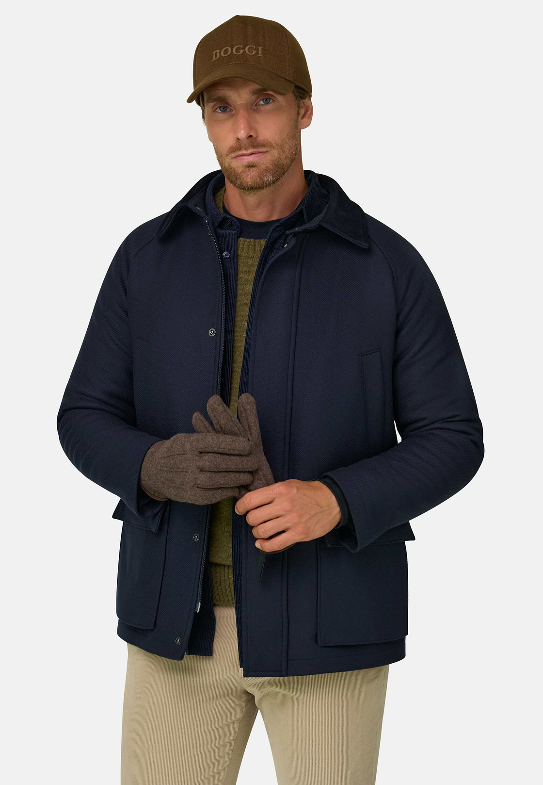 Peacoat Padded in Wool Blend, Navy blue, hi-res, 1