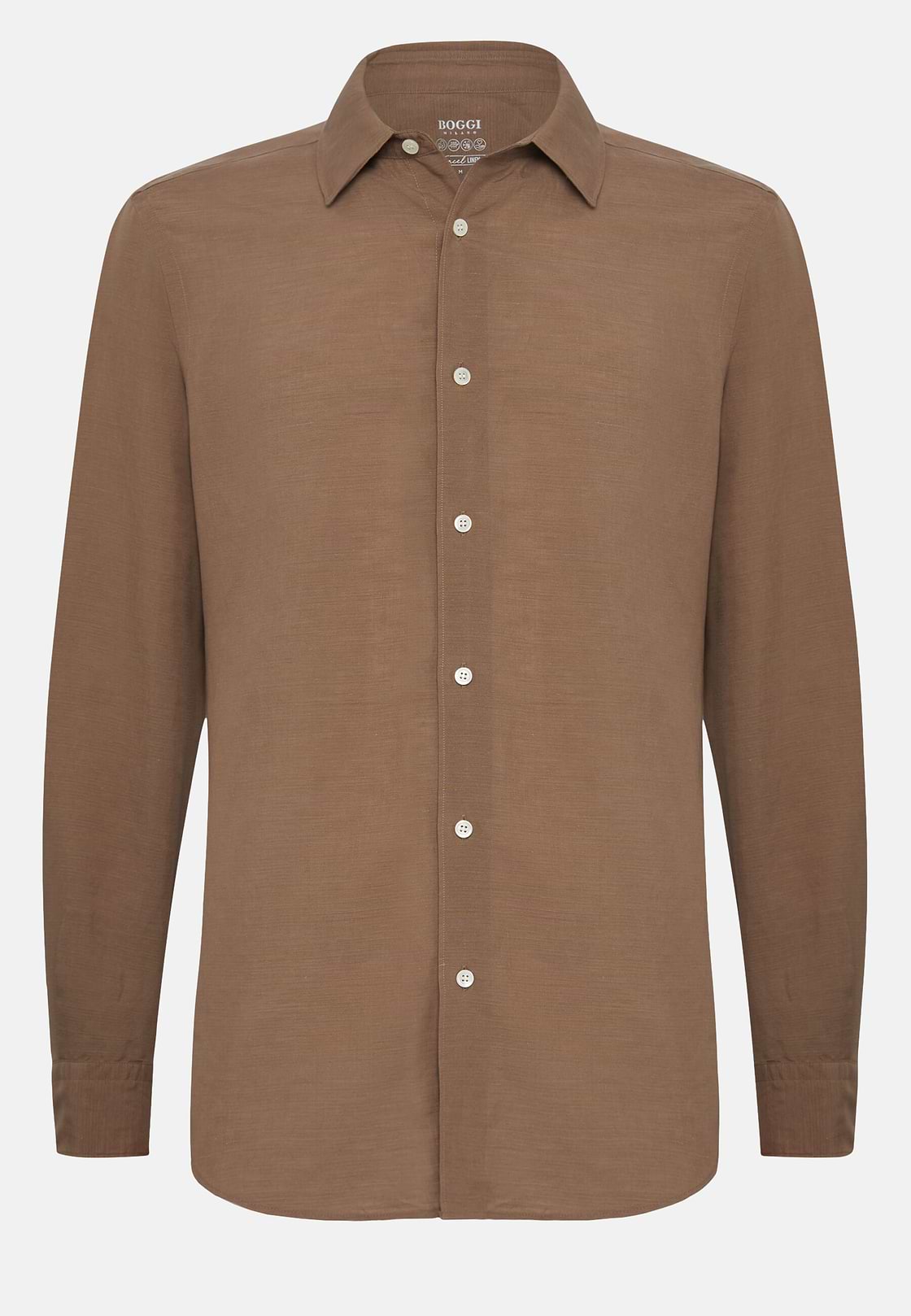 Brown Regular Fit Tencel Linen Shirt, Brown, hi-res