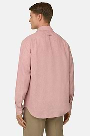 Camicia In Lino Regular Fit, Rosa, thumb, 3