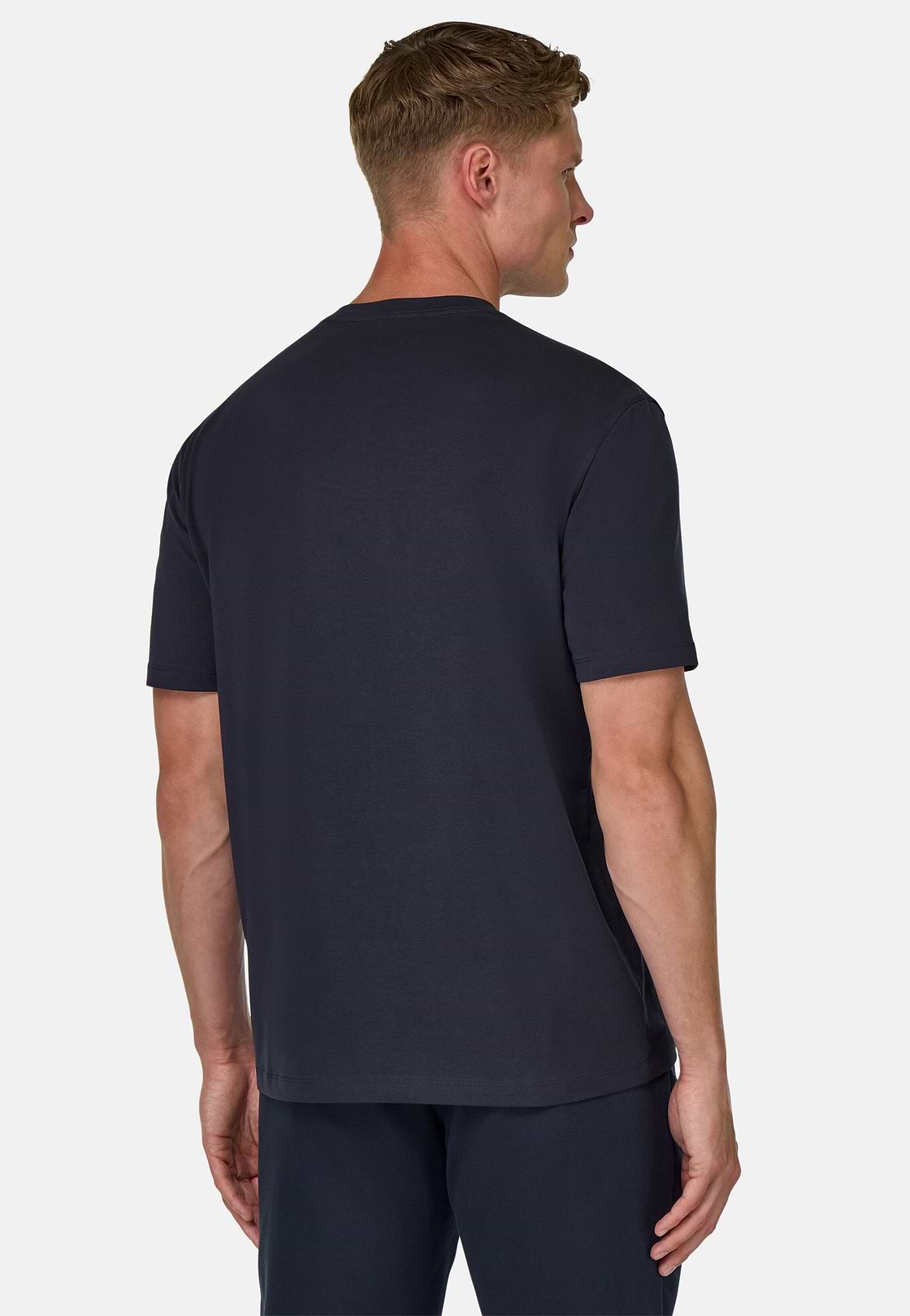 T-Shirt In Stretch Supima Cotton, Navy blue, hi-res