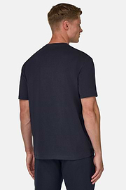 T-Shirt In Stretch Supima Cotton, Navy blue, hi-res