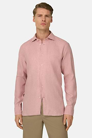 Camicia In Lino Regular Fit, Rosa, thumb, 1