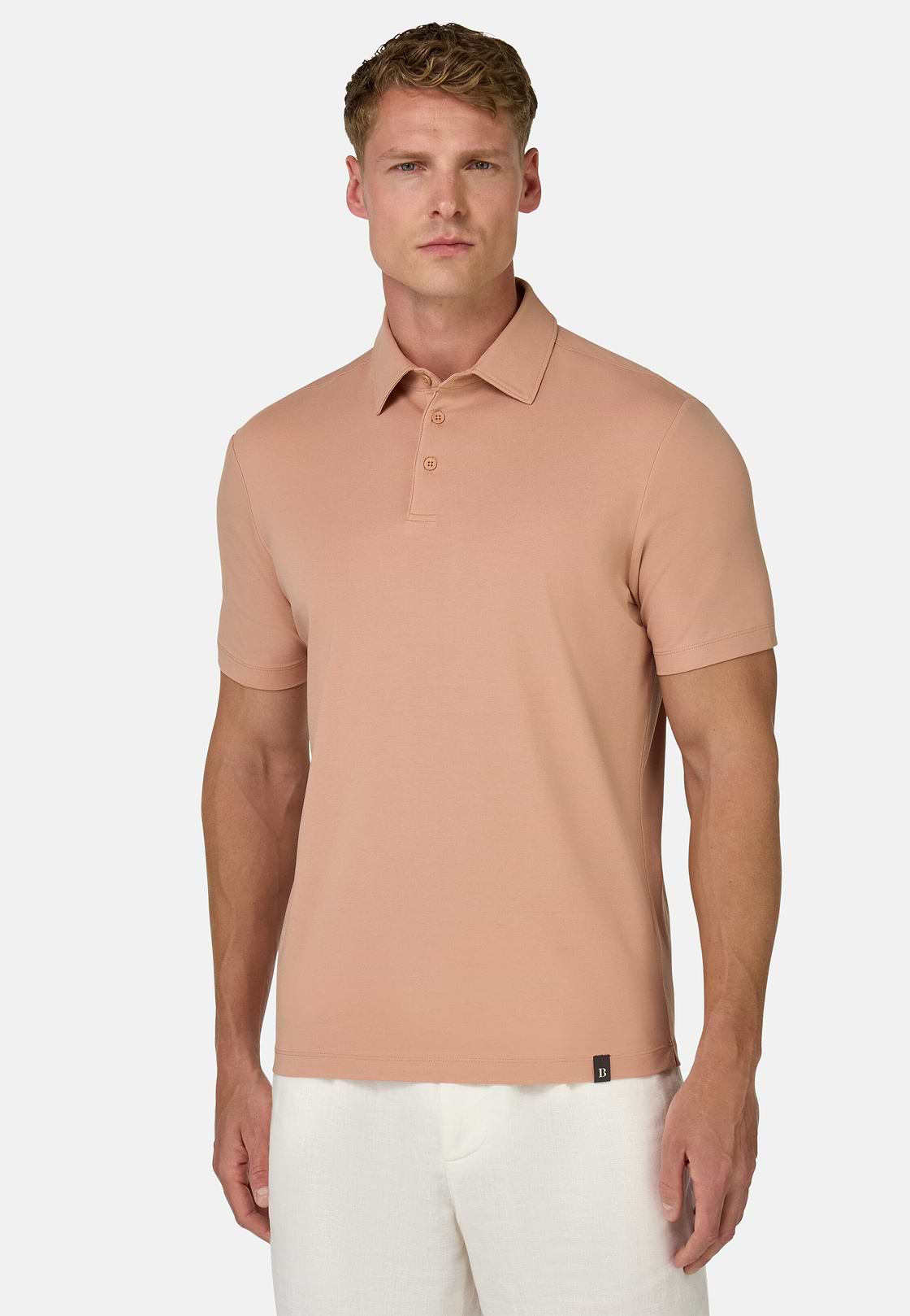 Polo Shirt In Stretch Supima Cotton, Orange, hi-res