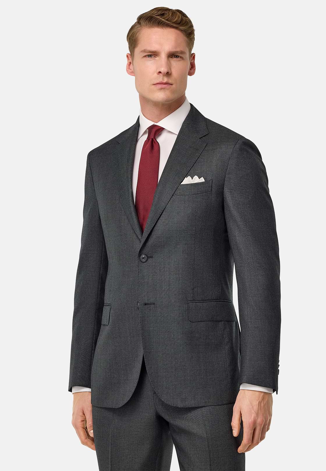 Pure Wool Bird's Eye Jacket, Medium grey, hi-res