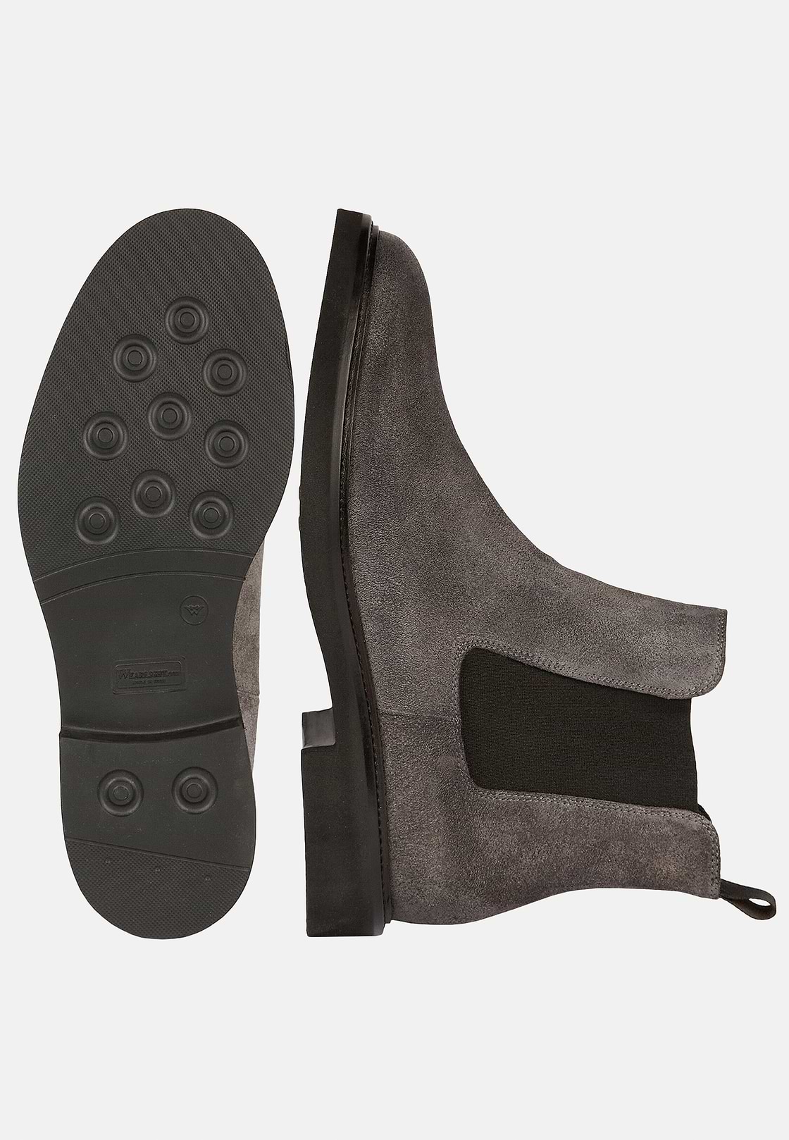 Suede Leather Ankle Boots, Charcoal, hi-res