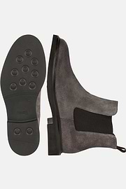 Suede Leather Ankle Boots, Charcoal, hi-res
